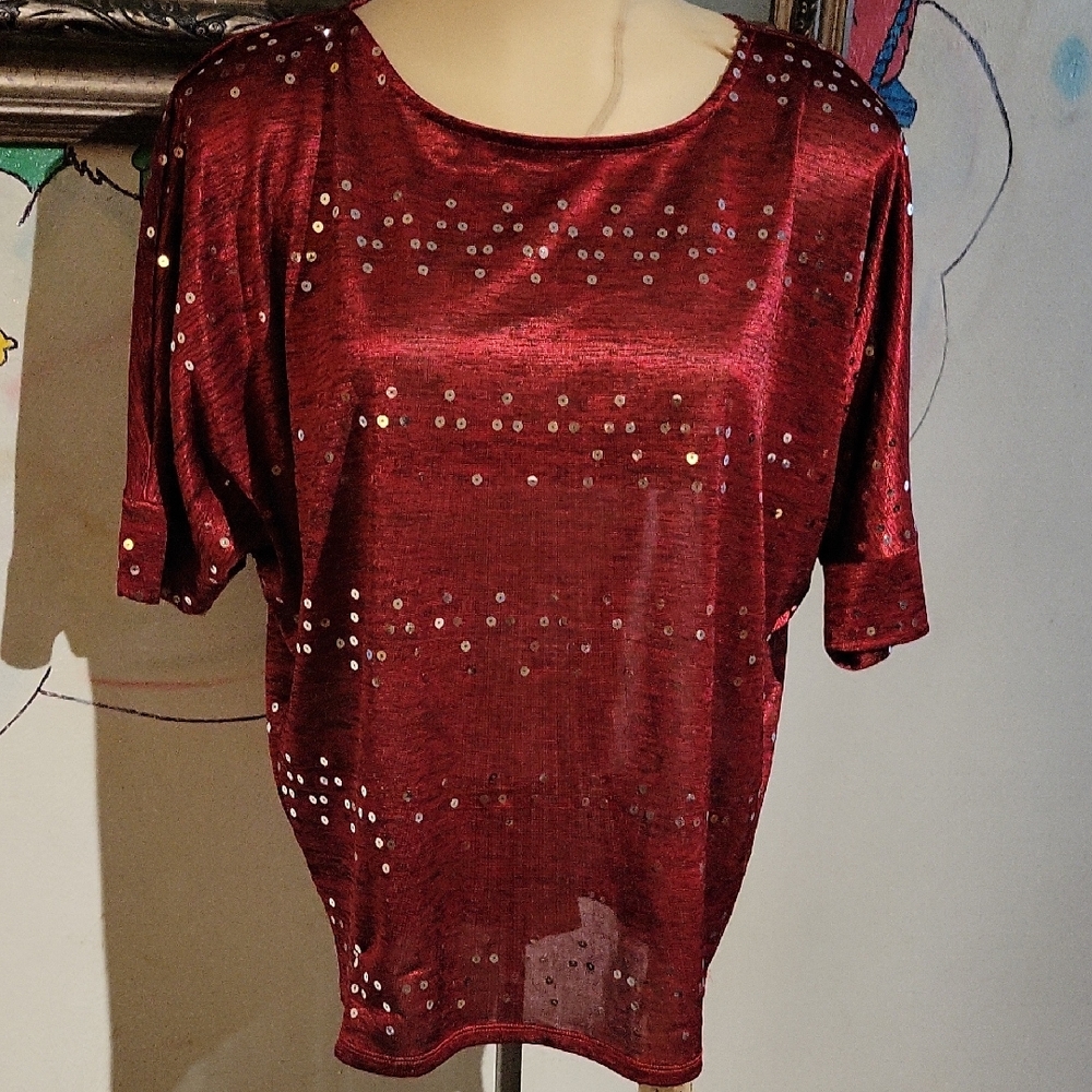 Wrangler Shimmering Red Sequin Blouse